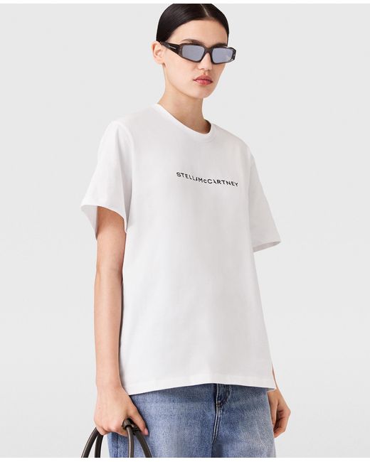 Stella McCartney White Stella Iconics Logo Relaxed Fit T-shirt