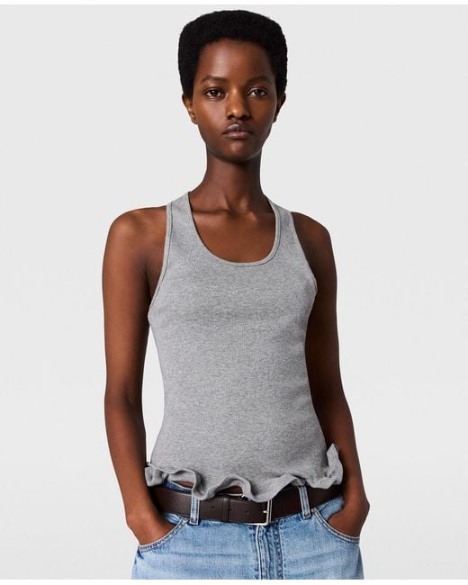 Stella McCartney Gray Frilled Hem Ribbed Tank Top