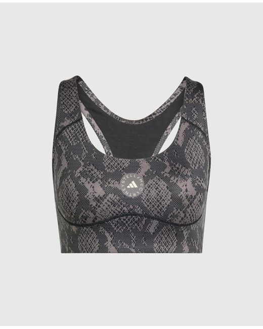 Stella McCartney Gray Truepurpose Power Impact Snake Print Training Bra