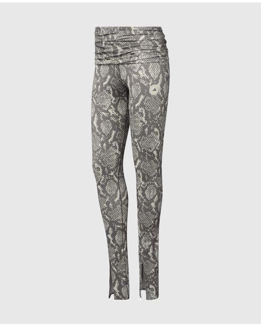Stella McCartney Gray Roll-Top Split-Cuff Graphic Print Leggings