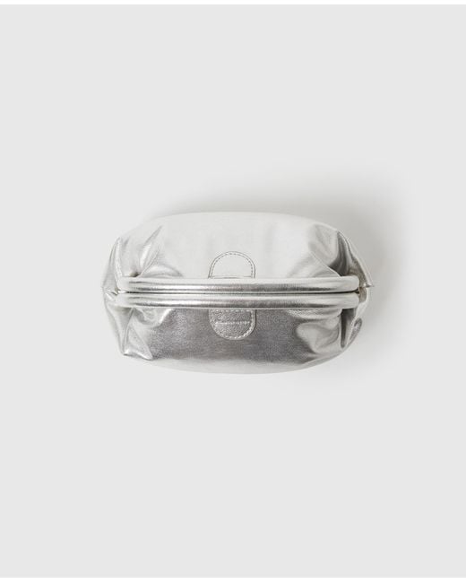 Stella McCartney White Falabella Padded Metallic Soft Clutch With Chain