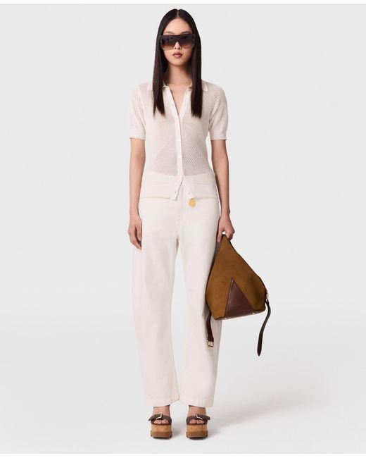 Stella McCartney White Cropped Barrel-leg Jeans