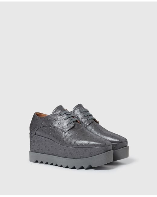 Stella McCartney Gray Elyse Ostrich Platform Shoes