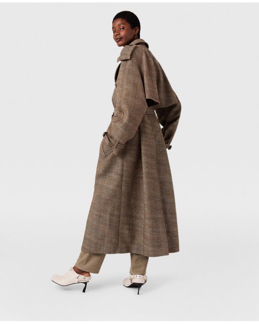 Stella McCartney Brown Belted Check Trench Coat