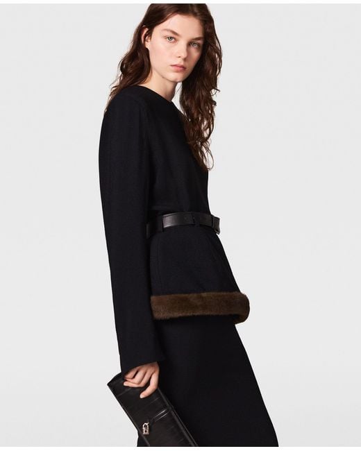Stella McCartney Black Layered Sable Midi Dress