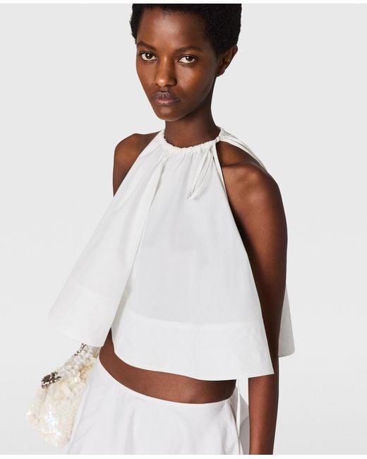 Stella McCartney White Poplin Sleeveless Frill Top