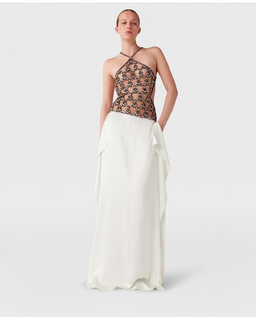 Stella McCartney Crystal Cage Halterneck Maxi Dress in White | Lyst