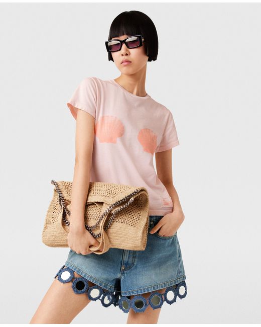Stella McCartney Pink Seashell Crewneck T-Shirt, , Light