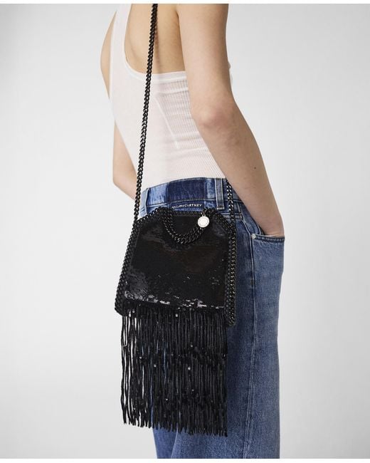 Stella McCartney Black Limited-edition Falabella Sequin Fringe Tiny Tote Bag