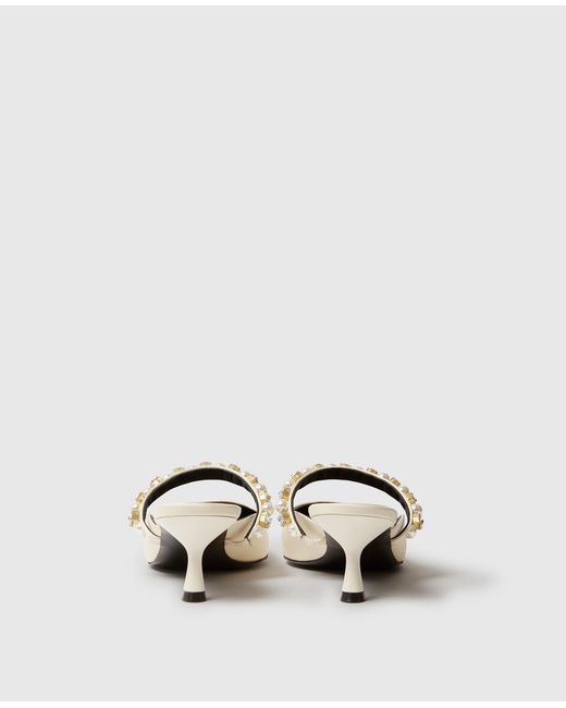 Stella McCartney White Elsa Pearl-embellished Kitten Heels