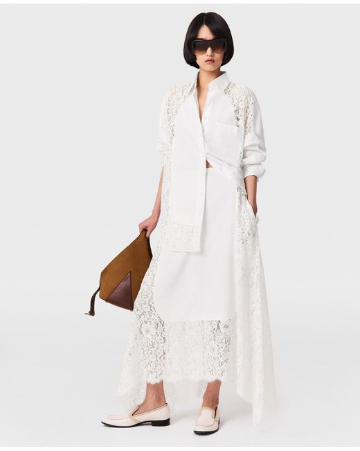 Stella McCartney White Lace Panel Midi Skirt