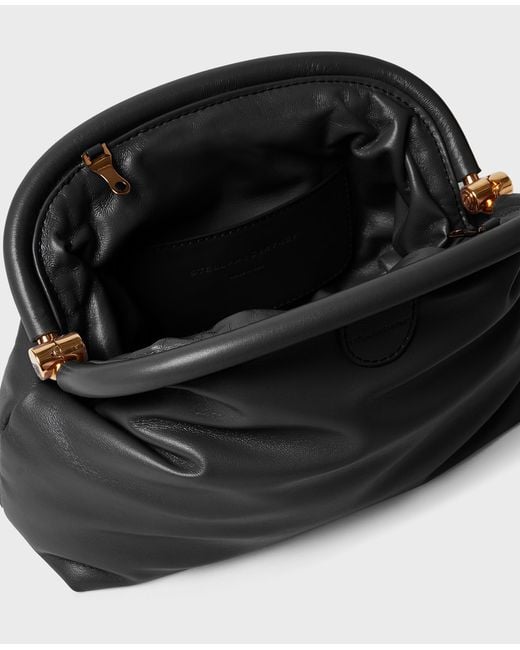 Stella McCartney Black Falabella Padded Soft Clutch With Chain