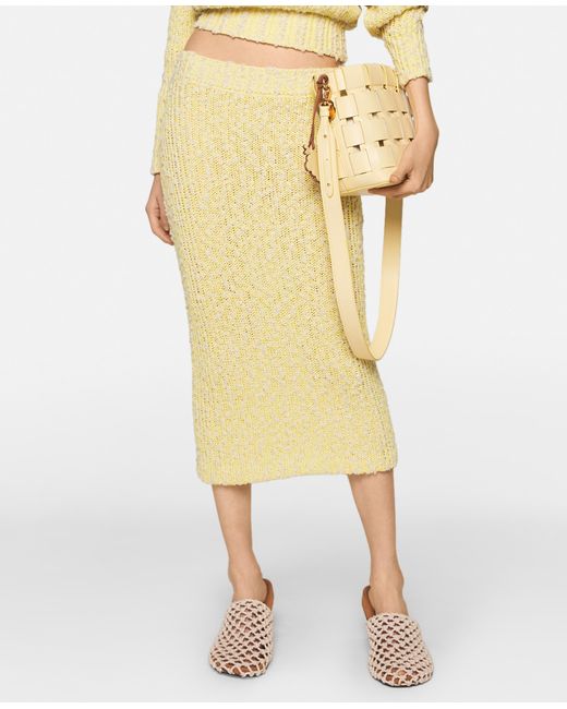 Stella McCartney Yellow Textured Cotton Knit Midi-skirt