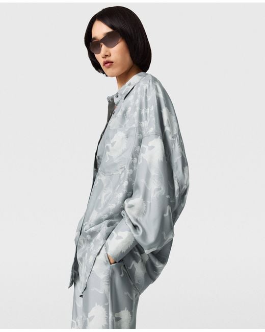 Stella McCartney Blue Horse Print Silk Shirt