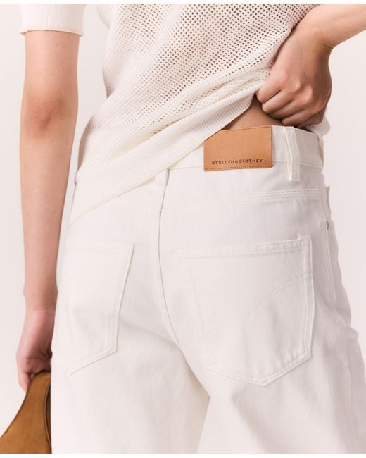 Stella McCartney White Cropped Barrel-leg Jeans