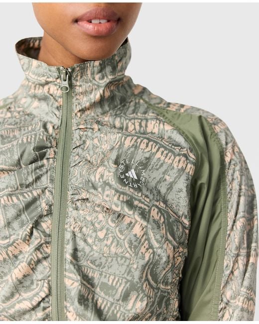 Stella McCartney Green Funnel Neck Graphic Print Track Jacket