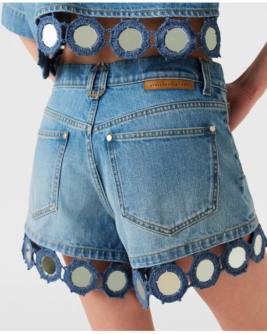 Stella McCartney Blue Mirror Crochet High-rise Shorts