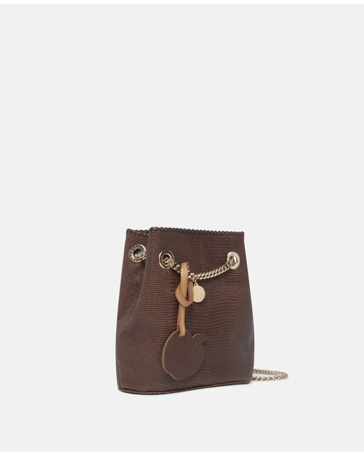 Stella McCartney Brown Falabella Scale-Embossed Bucket Bag, , Chocolate