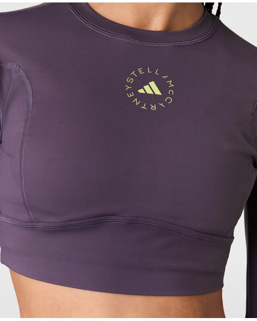 Stella McCartney Purple Truestrength Long Sleeve Yoga Crop Top