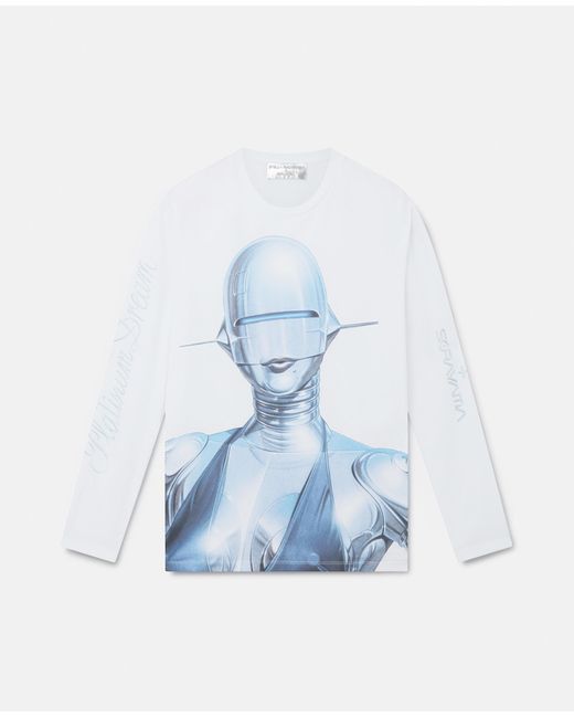 Stella McCartney Blue Sexy Robot Long-sleeve Organic Cotton T-shirt