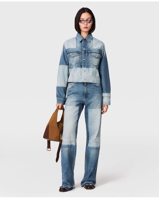 Stella McCartney Blue Patchwork Straight-leg Jeans