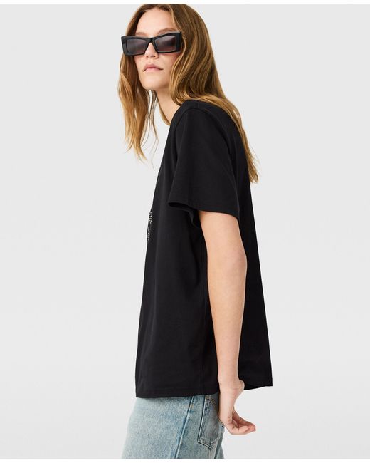 Stella McCartney Black Logo-embroidered Boyfriend T-shirt