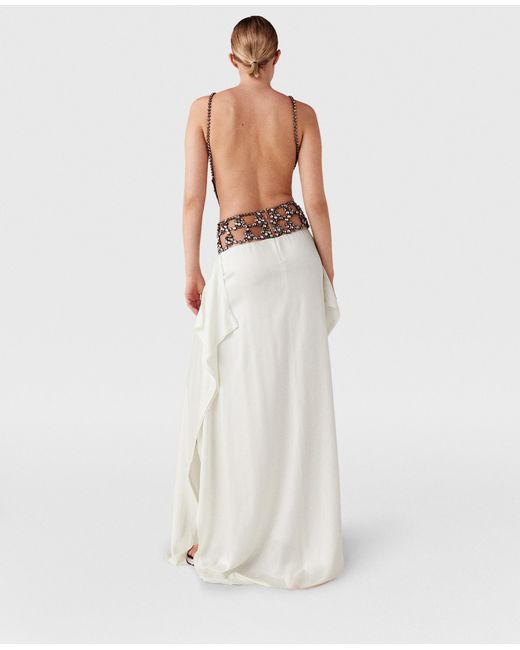 Stella McCartney Crystal Cage Halterneck Maxi Dress in White