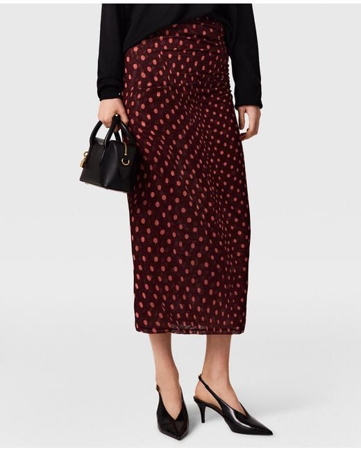 Stella McCartney Red Polka Dot Mesh Long Skirt