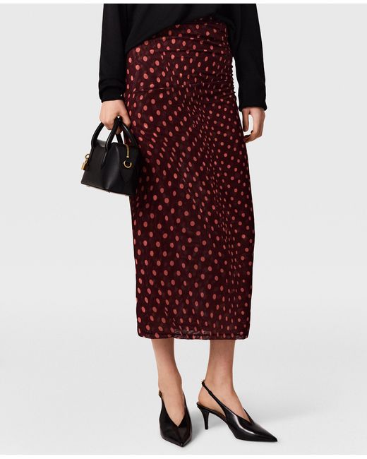 Stella McCartney Red Polka Dot Mesh Long Skirt