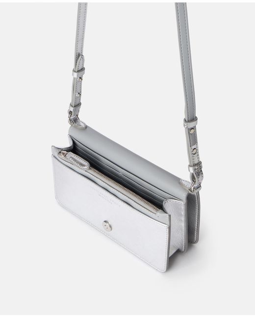 Stella McCartney White Logo Crossbody Wallet, , Metallic