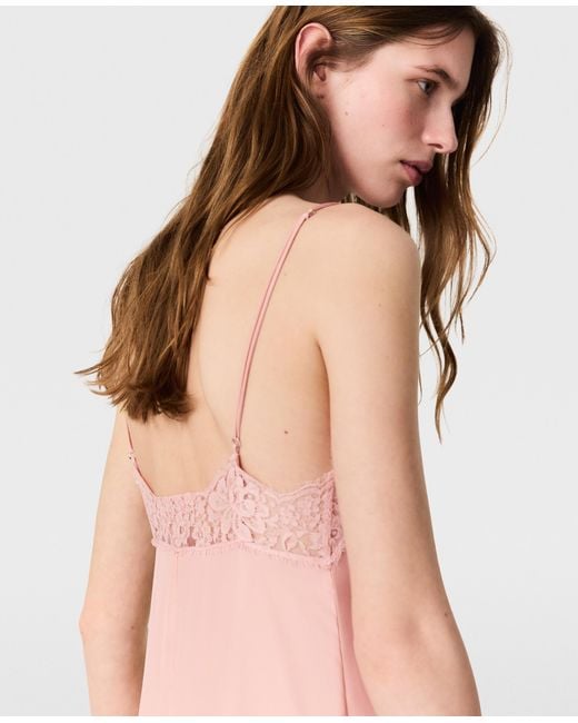 Stella McCartney Pink Lace-Trimmed Midi Dress