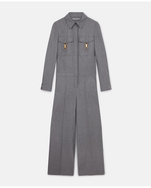 Stella McCartney Gray Clasp-embellished Wool Jumpsuit