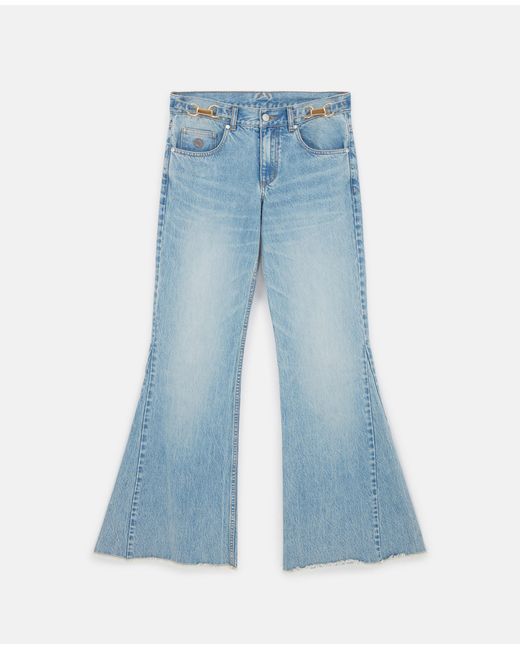 Stella McCartney Blue Clasp-embellished Low-rise Flared Jeans