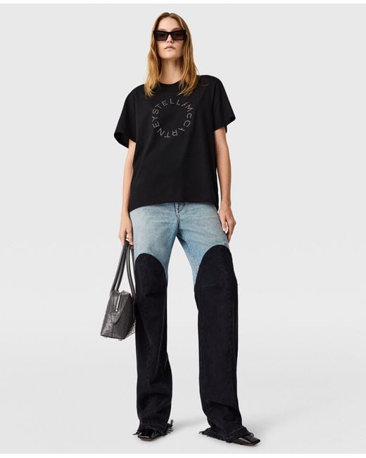 Stella McCartney Black Logo-embroidered Boyfriend T-shirt