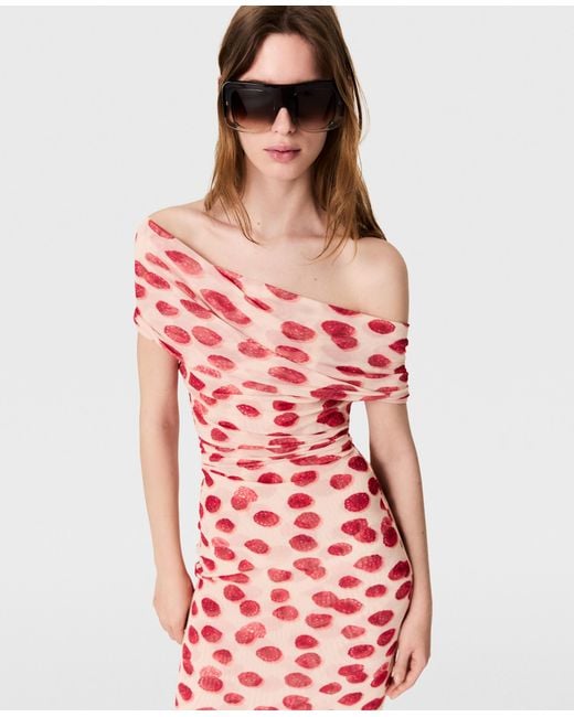 Stella McCartney White Raspberry Print Mesh Maxi Dress