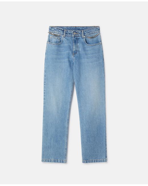 Stella McCartney Falabella Chain Light Wash Cropped Jeans in Blue | Lyst