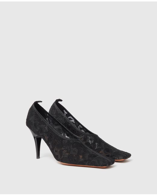 Stella McCartney Black Square-toe Lace Stiletto Pumps