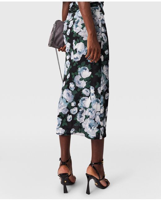 Stella McCartney Blue Floral Mesh Midi Skirt