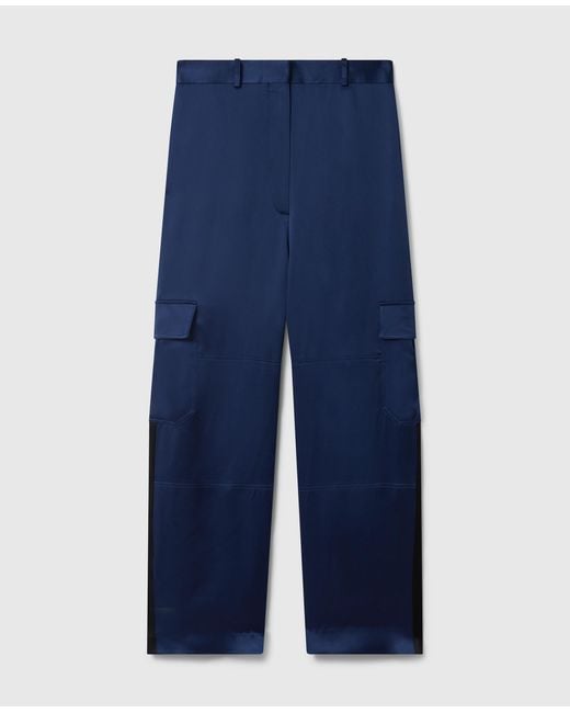 Stella McCartney Blue Oversized Satin Cargo Trousers