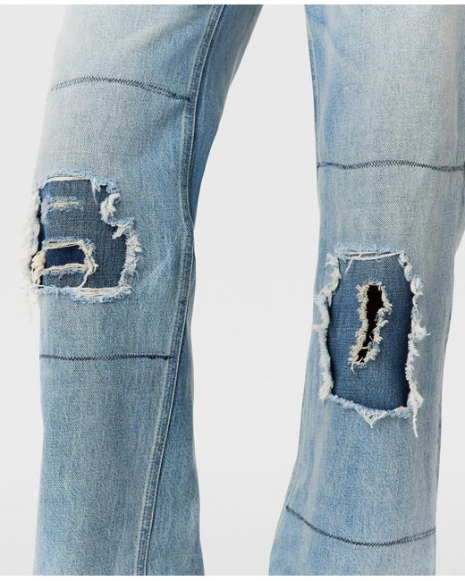 Stella McCartney Blue Distressed Patch Straight Jeans
