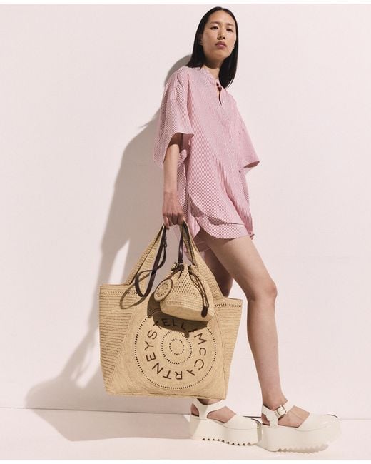 Stella McCartney Natural Logo Raffia Large Tote Bag