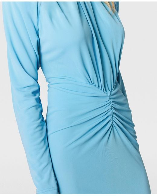 Stella McCartney Blue Pleated Jersey Long-sleeve Midi Dress