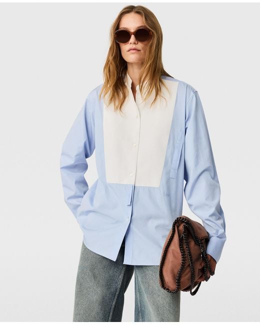 Stella McCartney Blue Tuxedo Bib Poplin Shirt