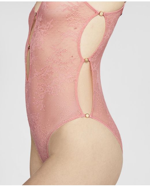 Stella McCartney Pink Floral Lace High Leg Bodysuit