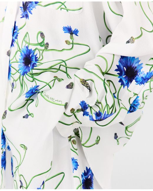 Stella McCartney Blue Floral Print Hammered Overshirt