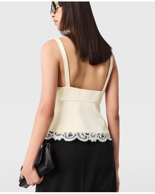Stella McCartney White Lace-trim V-neck Top