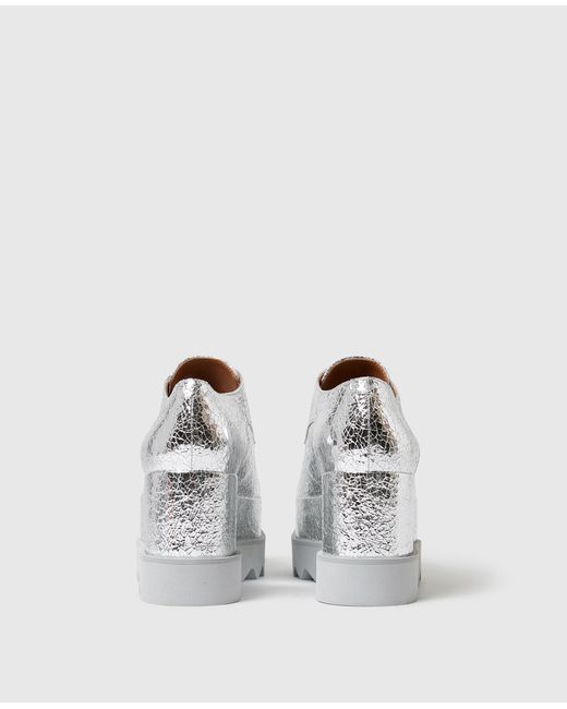 Stella McCartney White Elyse Metallic Crackled Platform Shoes