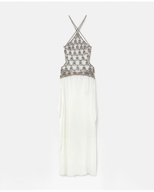 Stella McCartney White Crystal Cage Halterneck Maxi Dress