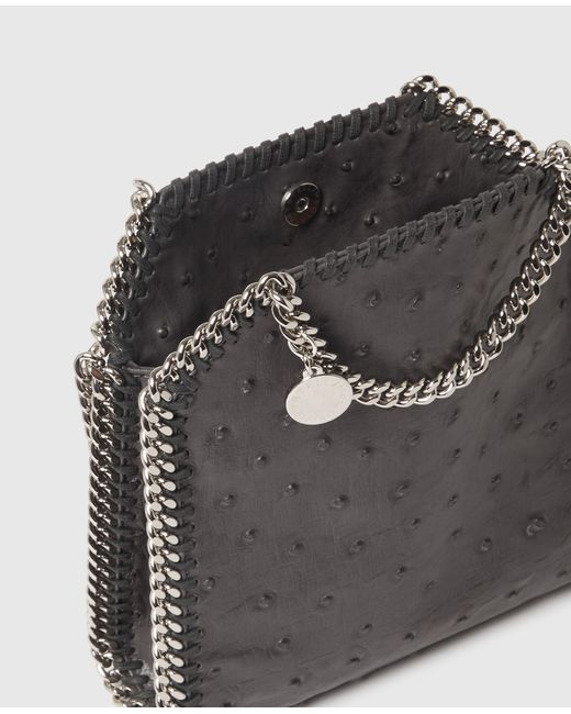 Stella McCartney Gray Falabella Ostrich Tiny Tote Bag