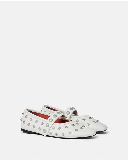 Stella McCartney White Ryder Popper-studded Ballet Flats